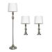 Elegant Designs Brushed Steel Three Pack Lamp Set (2 Table Lamps, 1 Floor Lamp) - N/A