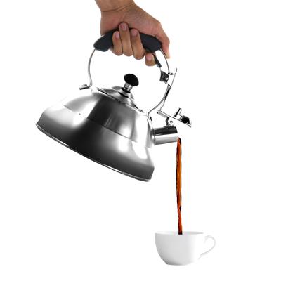 MegaChef 2.7 Quart Stovetop Whistling Kettle in Brushed Silver