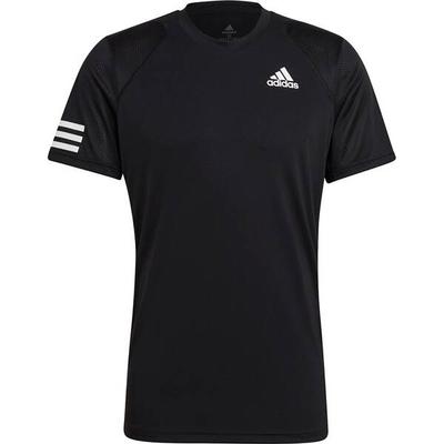 ADIDAS Herren Tennis Shirt "Club 3 Stripes" Kurzarm, Größe M in Schwarz