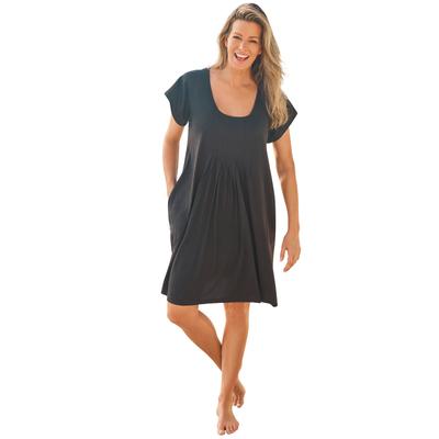Plus Size Women's Box-Pleat Cover Up by Swim 365 in Black (Size 30/32) Swimsuit Cover Up