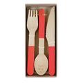 Partybesteck Wooden Cutlery 24Er-Set Aus Holz In Natur/Rot