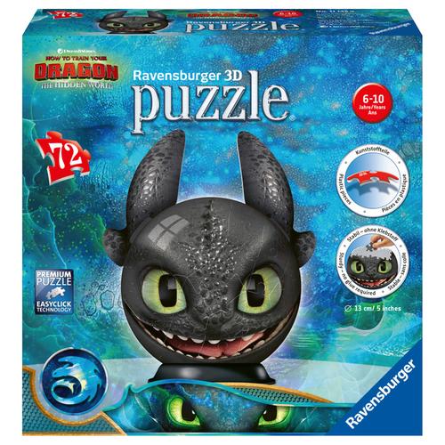 3D-Puzzle Dragons 3 – Ohnezahn Mit Ohren 72-Teilig