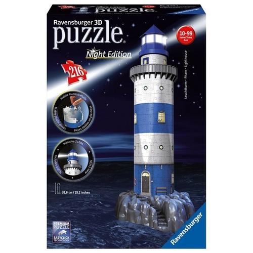 Ravensburger 3D Puzzle 12577 - Leuchtturm Bei Nacht - 216 Teile - Für Maritim Fans Ab 8 Jahren