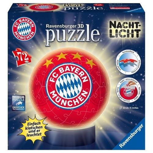Ravensburger 3D Puzzle 12177 - Nachtlicht Puzzle-Ball FC Bayern München - 72 Teile - ab 6 Jahren, LED Nachttischlampe mi