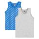 Petit Bateau - Unterhemd Sterne 2Er Pack In Blau/Grau Melange, Gr.86