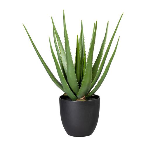 Kunststoff Aloe im Topf mit Erde, 55 cm