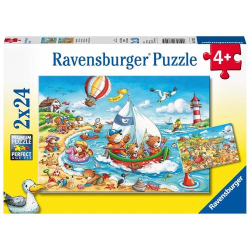 Ravensburger Kinderpuzzle - 07829 Urlaub am Meer - Puzzle für Kinder ab 4 Jahren, mit 2x24 Teilen
