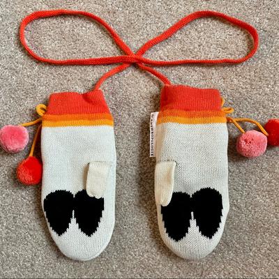 Anthropologie Accessories | 4/$25 | Anthropologie Bear Cold Weather Mittens Set 3t To 5t | Color: Orange/White | Size: Osg