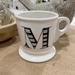 Anthropologie Dining | Anthropologie M Initial Monogrammed Mug Coffee Tea White Black | Color: Black/White | Size: Os