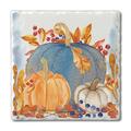 CounterArt Denim Harvest Single Image Absorbent Stone Tumbled Tile Coaster Ceramic in Blue/Orange | 0.25 H x 4 W x 0.25 D in | Wayfair 01-02677