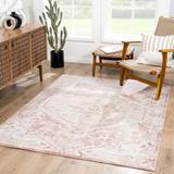 Leonora 5'3" Square Traditional Cream/Light Gray/Light Beige/Pale Pink/Plum/Light Slate/Peach Area Rug - Hauteloom