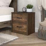 Greer Rustic Walnut 2-Drawer Nightstand with USB Ports by Furniture of America