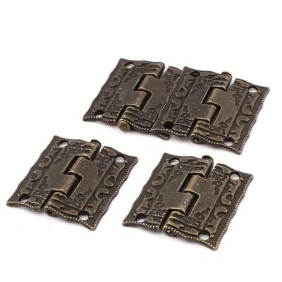 Retro Style Case Jewelry Box Drawer Cabinet Hinges Bronze Tone 4PCS - Bronze Tone