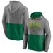 Men's Fanatics Branded Heathered Gray/Kelly Green Minnesota North Stars Block Party Classic Arch Signature Pullover Hoodie