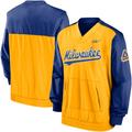 Men's Nike Royal/Gold Milwaukee Brewers Cooperstown Collection V-Neck Pullover Windbreaker