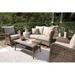 Beachcrest Home™ Mccullough Outdoor Loveseat, 2 Chairs & Coffee Table Synthetic Wicker/All - Weather Wicker/Wicker/Rattan in Brown | Wayfair