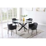 Somette 5-Piece Square Glass Dining Set with Crisscross Base & 4 Swivel Arm Chairs