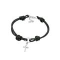 Elli - Kreuz Leder 925 Sterling Silber Armbänder & Armreife Damen