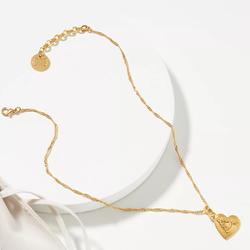 Anthropologie Jewelry | Liza Echeverry 24k Gold-Plated Heart Initial Monogram Pendant Necklace Letter A | Color: Gold | Size: 15” Length With 1.5” Extender Chain