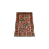 Shahbanu Rugs Tomato Red Natural Dyes Hand Knotted Afghan Ersari with Elephant Feet Design Densely Woven Wool Rug (2'0" x 3'0")