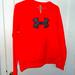 Under Armour Sweaters | Authentic Under Armour Storm Big Logo Fleece Neon Pullover Sweatshirt Sz Large | Color: Red | Size: L