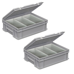 BRB 2 Besteckkoffer/Sortierbehälter, LxBxH 400x300x130 mm, grau, 3 Mulden je 2 Liter Image