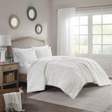 Madison Park 100% Polyester Arya Embroidery Fur Duvet Cover Set in Ivory - Olliix MP12-7516