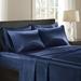 Madison Park Essentials 100% Polyester Satin 6pcs Sheet Set in Navy - Olliix MPE20-911