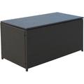 Coffre malle de rangement 118L x 54l x 59H cm résine tressée imitation rotin café foncé - Marron