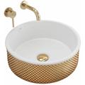 Vasque à poser REA lavabo helen gold white - blanc/or