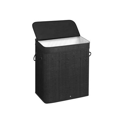 Wicker Laundry Hamper with Lid, 26.4-Gallon Large Clothes Basket - 20.5"L x 12.6"W x 23.8"H