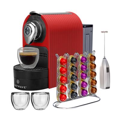 ChefWave Kava Espresso Machine (Red) w/ Knox Handheld Milk Frother - 5.9" x 12.8" x 9.8"