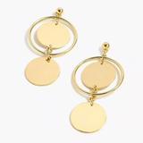 J. Crew Jewelry | J. Crew Gold Double Disc Circle Round Drop Dangle Statement Earrings W/ Dust Bag | Color: Gold | Size: Os