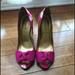 J. Crew Shoes | J Crew Italian Pinkish Red Peep Toe High Heels Size 5.5 | Color: Pink/Red | Size: 5.5