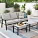 Latitude Run® HAWALLY 72.44" Wide Outdoor Metal Frame Patio Sofa w/ Cushions w/ Ottomans Wicker/Rattan/Metal in Gray | Wayfair