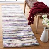 Blue/White 60 x 0.51 in Indoor Area Rug - Rosecliff Heights Karbach Striped Hand-Loomed Ivory/Blue Area Rug Polyester/Cotton/Wool | Wayfair