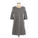 Lumiere Casual Dress - Shift: Gray Stripes Dresses - Women's Size Small