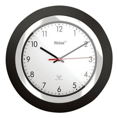 Mebus Funk-Wanduhr 19451 Ø 25 cm schwarz schwarz