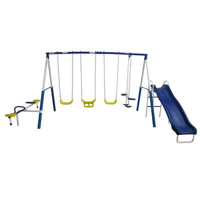 XDP Recreation Playground Galore Outdoor Swing Set with Glider, 3 Swings & Slide - 192 x 106 x 75 inches