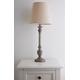 K LIVING Tall Table lamp with Whitewash Shabby Chic Finish and Natural Linen Shade