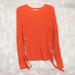 Michael Kors Sweaters | Michael Kors Designer Pull Over Crew Neck Sweater Top W/Gold Grommet Side Ties | Color: Orange | Size: S