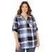 Plus Size Women's Half-Zip Plaid Blouse by Catherines in Americana Plaid (Size 3X)