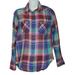 American Eagle Outfitters Tops | American Eagle Womens Plaid Vintage Boyfriend Top Button Up Size Small | Color: Blue/Purple | Size: S