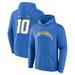 Men's Fanatics Branded Justin Herbert Powder Blue Los Angeles Chargers Player Icon Name & Number Pullover Hoodie