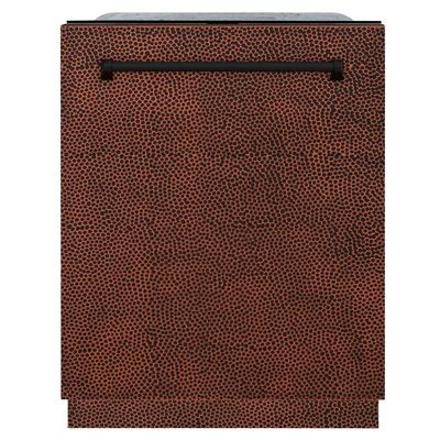 "ZLINE 24"" Monument Series 3rd Rack Top Touch Control Dishwasher in Hand Hammered Copper with Stainless Steel Tub, 45dBa - ZLINE Kitchen and Bath DWMT-HH-24"