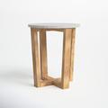 Joss & Main Langer Genuine Marble Cross Legs End Table Wood in Brown/White | 20.5 H x 18 W x 18 D in | Wayfair 9A0F2E694C8845229AAC2C85357501A4