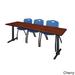 Cain Blue Wood/Plastic/Metal 84-inch x 24-inch Training Table with Stackable Chairs