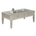 Titanic Furniture Nero Silver Wood Coffee Table with Glass Inserts - 19.5" H x 28" W x 48" D