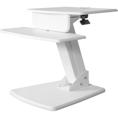 Kantek STS810W 23" x 15 1/2" White Adjustable Height Sit to Stand Desktop Desk with Keyboard Tray