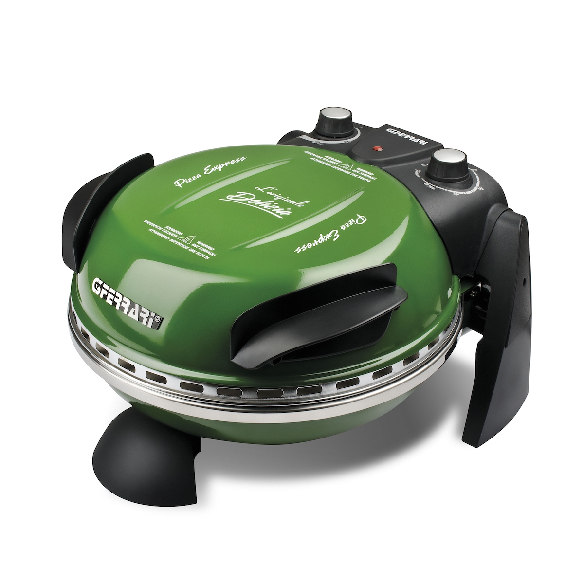 G3FERRARI Elektr. Pizzaofen G3 Ferrari Delizia grün G1000603 bis 400 Grad mit feuerfestem Pizzastein / Pizza, Fladen uvm. in 3 Minuten / 1200 Watt Image